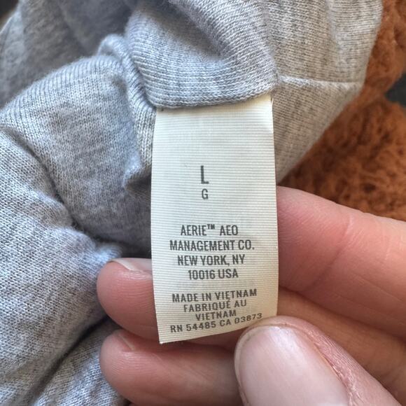 Aerie Women's Full Zip Hooded Sherpa Fleece Jacket Hoodie Large Orange Cozy - Picture 4 of 9